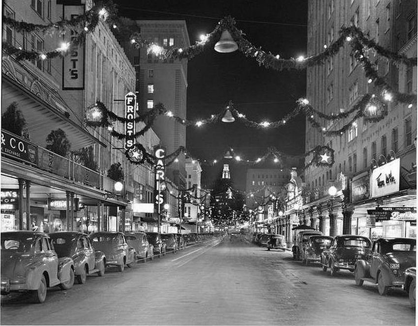 Vintage Downtown Christmas Decorations MONOVISIONS Black & White