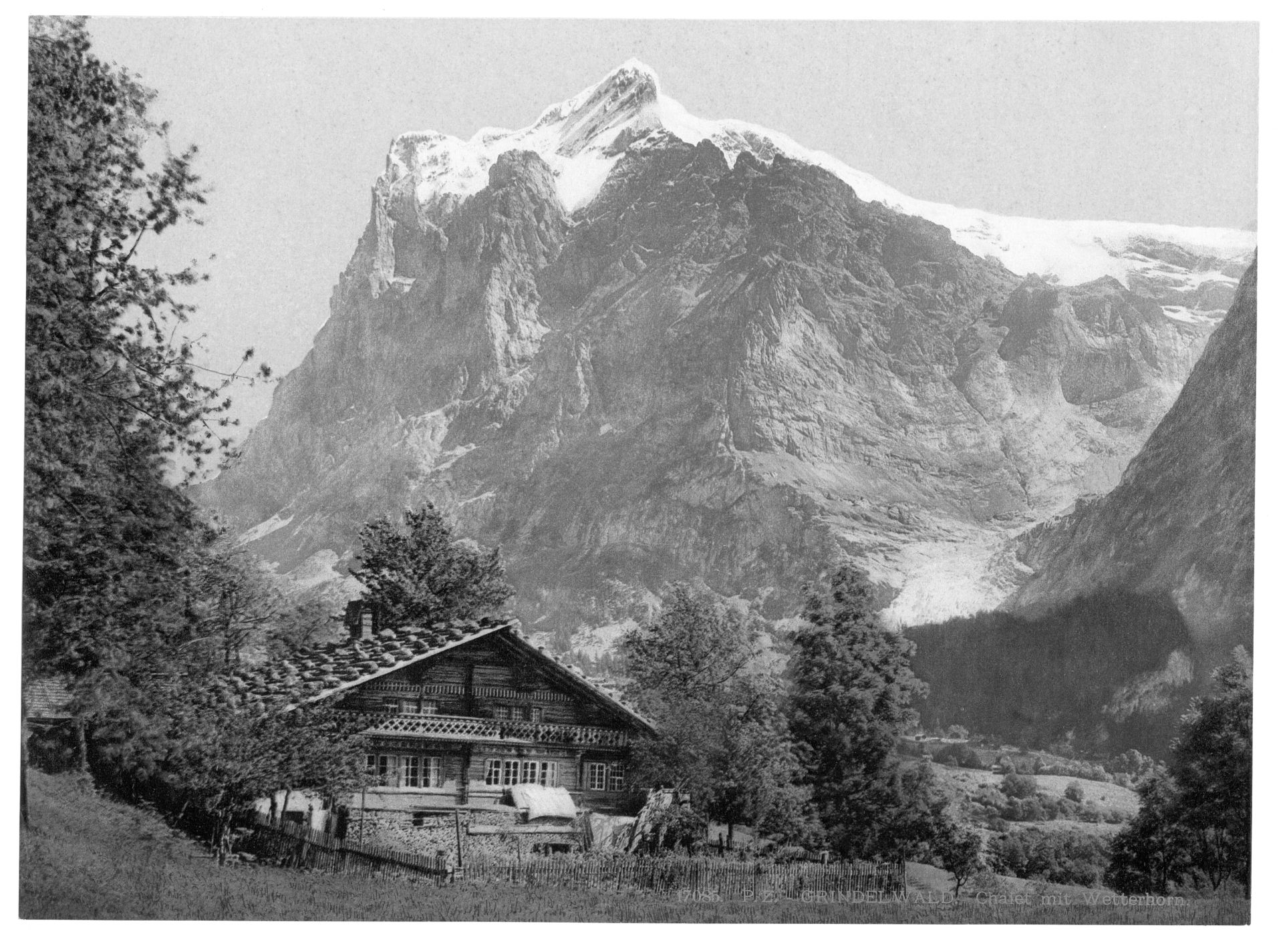 Grindelwald, chalet and Mount Wetterhorn, Bernese Oberland, Switzerland