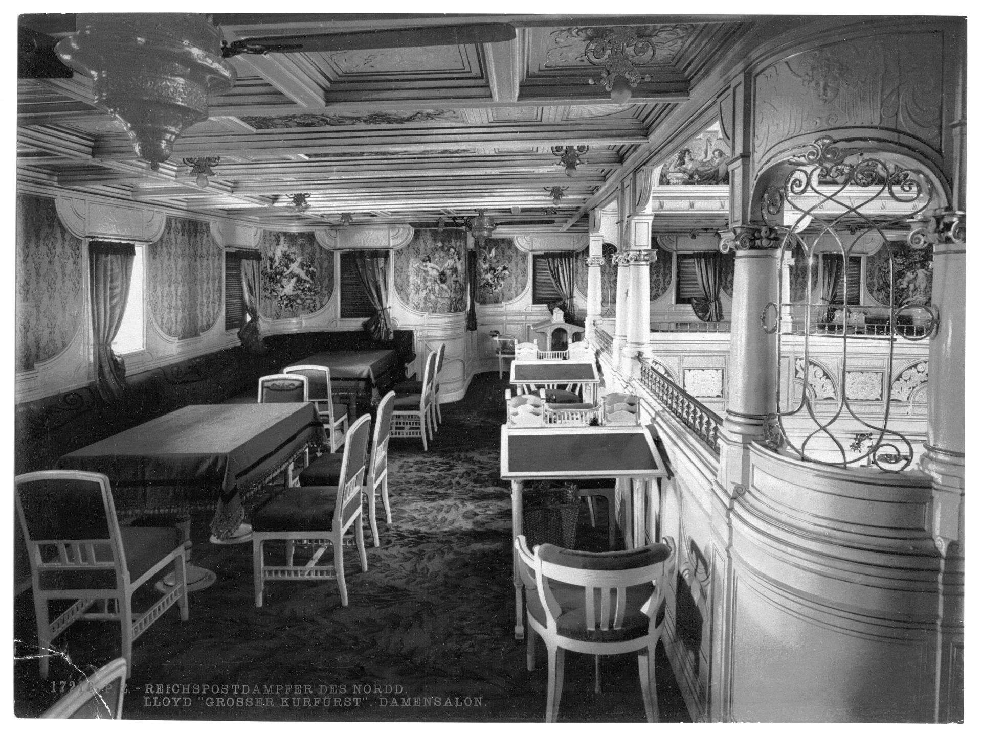 "Grosser Kurfurst," Ladies' cabin, North German Lloyd, Royal Mail Steamers