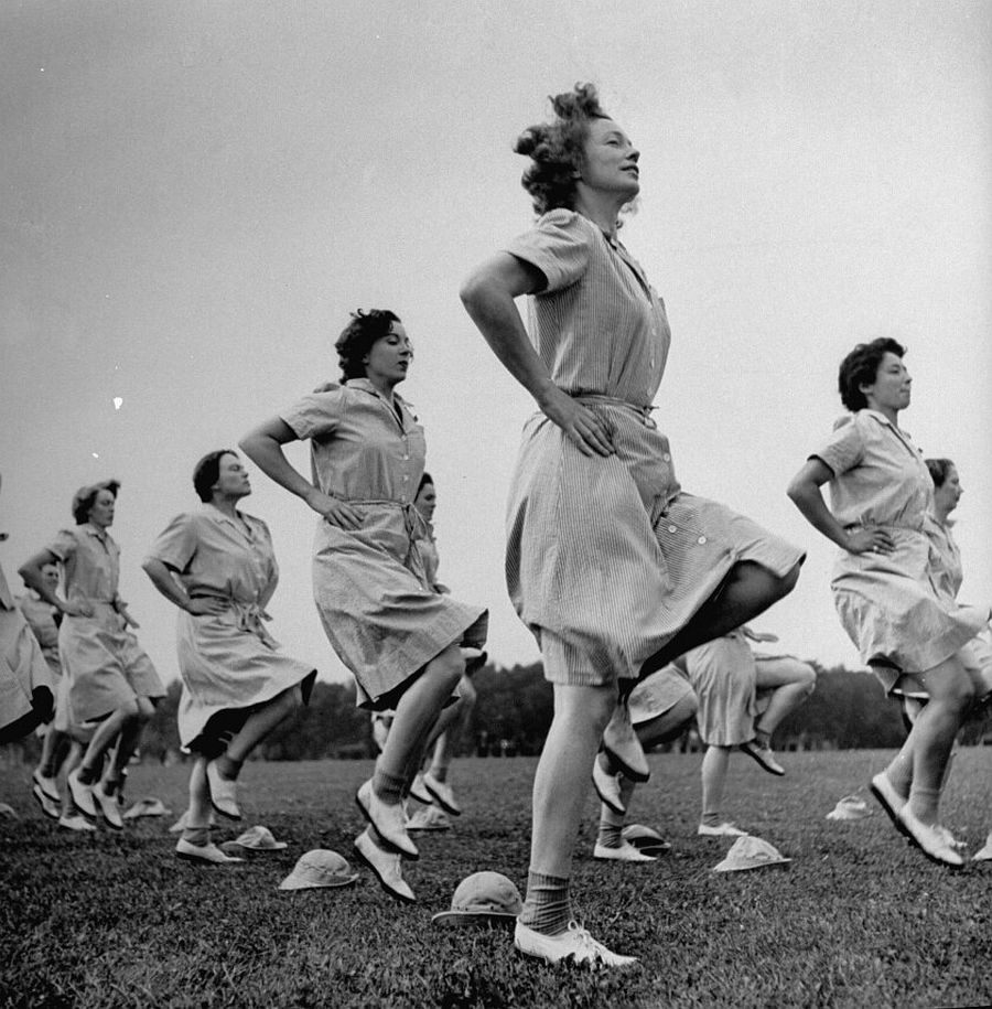 Marie Hansen, "The exercises are designed to foster flexibility and endurance, not bulging muscles," photograph from “The WAACs,” LIFE, September 7, 1942, © LIFE Picture Collection, Meredith Corporation